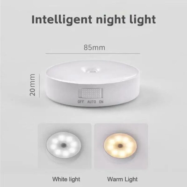 Lámpara de noche inteligente LED con sensor de cuerpo humano, iluminación automática de emergencia, carga USB, inalámbrica, con succión magnética, luz nocturna - Image 5