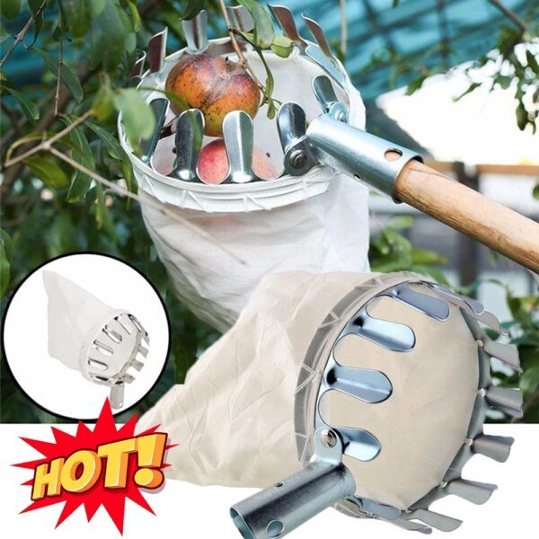 Cabezal recolector de frutas para huerto, manzanas, peras, naranjas, árboles altos, bolsa para recoger frutas, recolector de frutas de granja desmontable