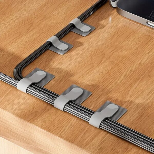 Organizador de cables autoadhesivo, 10 unidades, clip fijo para cables de mesa o pared, brida para cables de alimentación, soporte para cables de red - Image 2