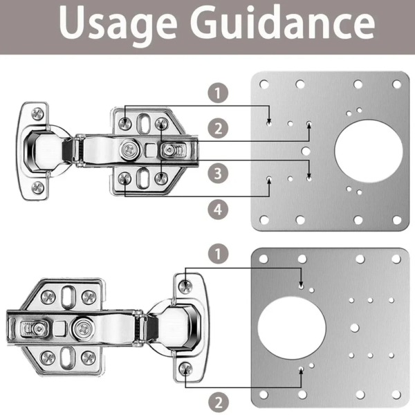 Kit de placa de reparación de bisagras para gabinetes, placa de montaje de bisagras para puertas de armarios de cocina con orificios, soportes de fijación planos, herramientas para el hogar - Image 3