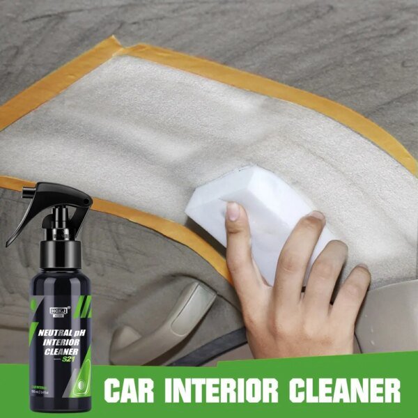 Limpiador de interiores para coche, espuma en aerosol sin agua, pH neutro, quitapolvo, limpieza de asientos, techo y salpicadero HGKJ S21