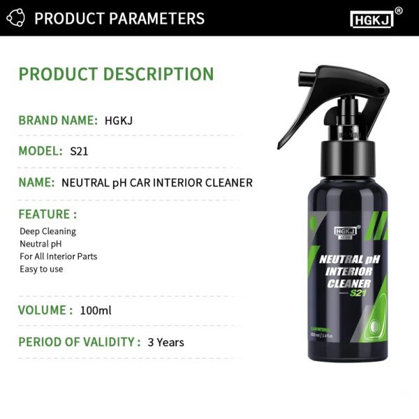 Limpiador de interiores para coche, espuma en aerosol sin agua, pH neutro, quitapolvo, limpieza de asientos, techo y salpicadero HGKJ S21 - Image 6