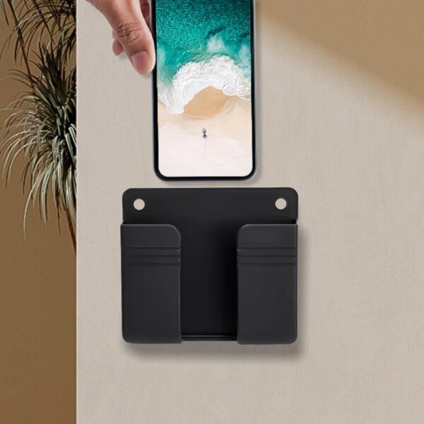 Caja de almacenamiento de pared de 1 a 4 piezas, organizador multifunción sin perforaciones, control remoto de TV, soporte de carga para enchufe de teléfono móvil DIY - Image 4