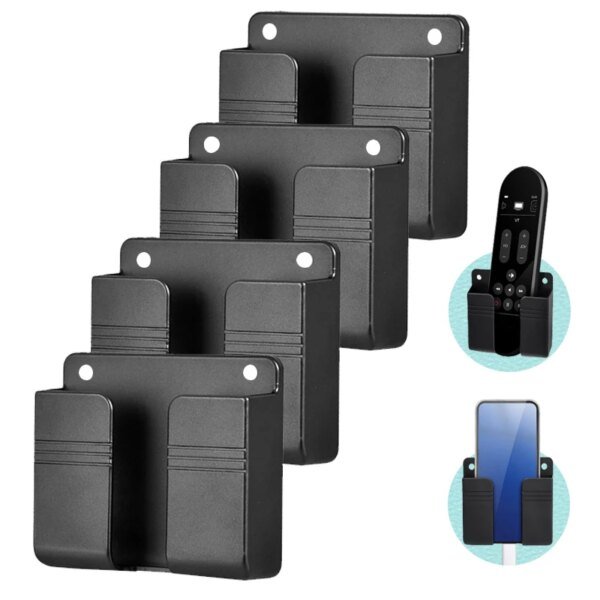 Caja de almacenamiento de pared de 1 a 4 piezas, organizador multifunción sin perforaciones, control remoto de TV, soporte de carga para enchufe de teléfono móvil DIY - Image 2