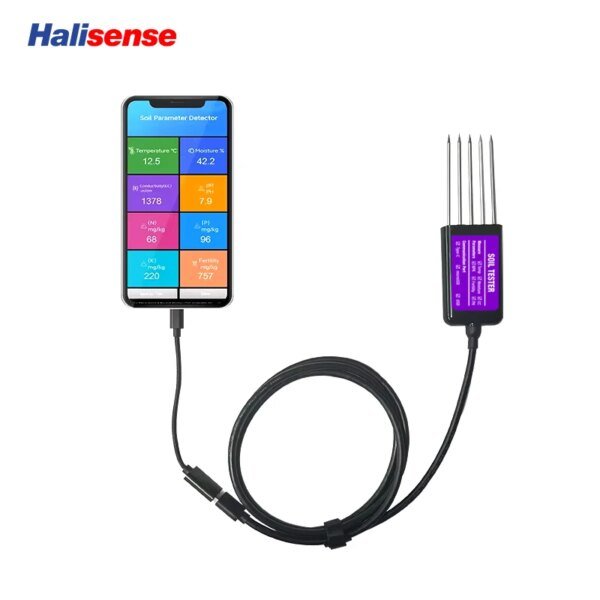 Medidor de temperatura, humedad, CE, pH, NPK, sensor de suelo portátil USB tipo C 8 en 1 con aplicación gratuita para Android. - Image 3