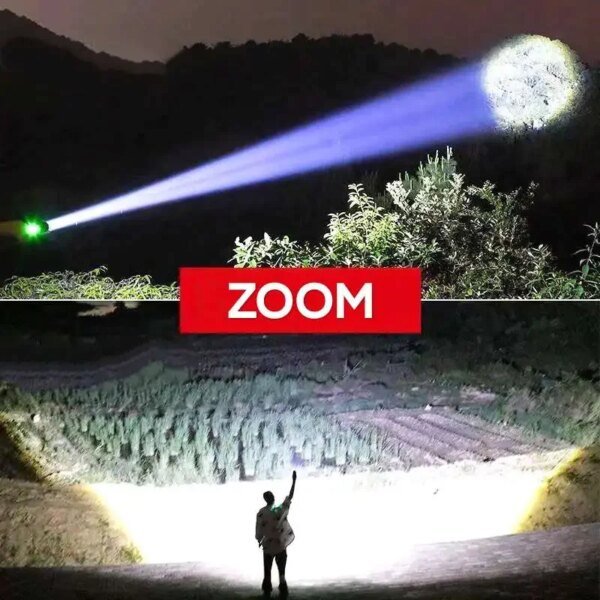 Linternas LED de alta potencia, batería incorporada, recargable por USB, potente luz de mano, lámpara de antorcha multifuncional para emergencias de camping. - Image 5