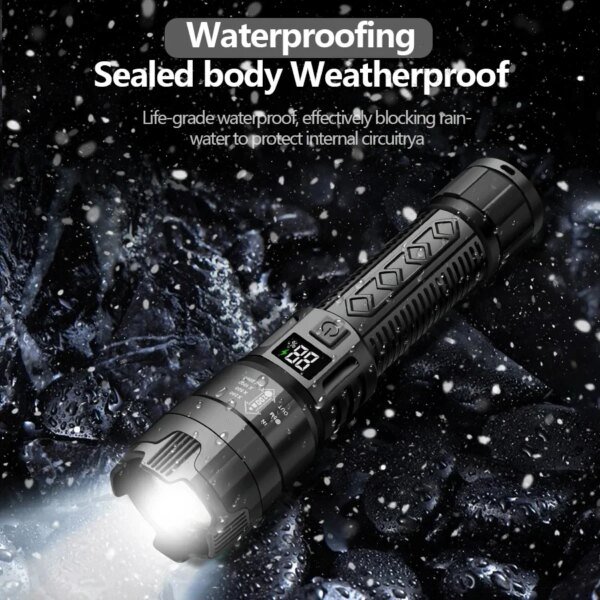 High Power 2000LM LED Flashlight Built-in Battery USB Rechargeable Strong Light Tactical Torch Outdoor Camping Hiking Lantern - Image 6