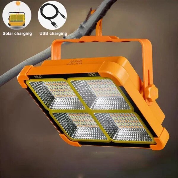 Nuevo reflector solar recargable para exteriores, reflector LED portátil, proyector recargable, lámpara de construcción - Image 3