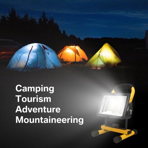 1/2 luz de trabajo portátil recargable LED de 60 W con soporte, reflector impermeable para exteriores, camping, senderismo, garaje, emergencia - Image 6