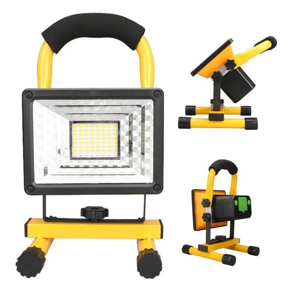 1/2 luz de trabajo portátil recargable LED de 60 W con soporte, reflector impermeable para exteriores, camping, senderismo, garaje, emergencia