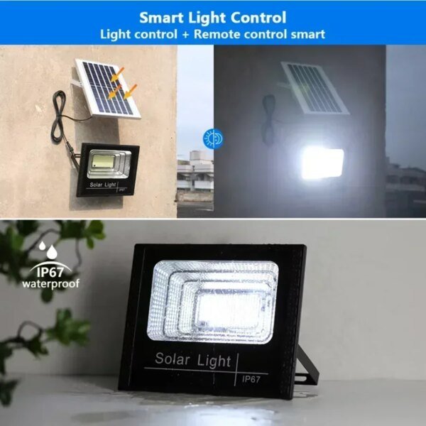 NUEVAS luces solares de inundación de 30-500 W con control remoto para exteriores, IP67, impermeables, con energía solar, reflector solar, lámpara de pared - Image 2