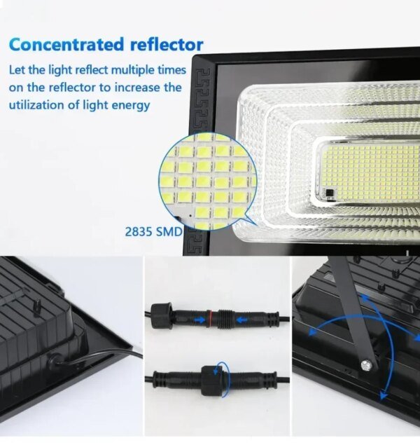 NUEVAS luces solares de inundación de 30-500 W con control remoto para exteriores, IP67, impermeables, con energía solar, reflector solar, lámpara de pared - Image 4