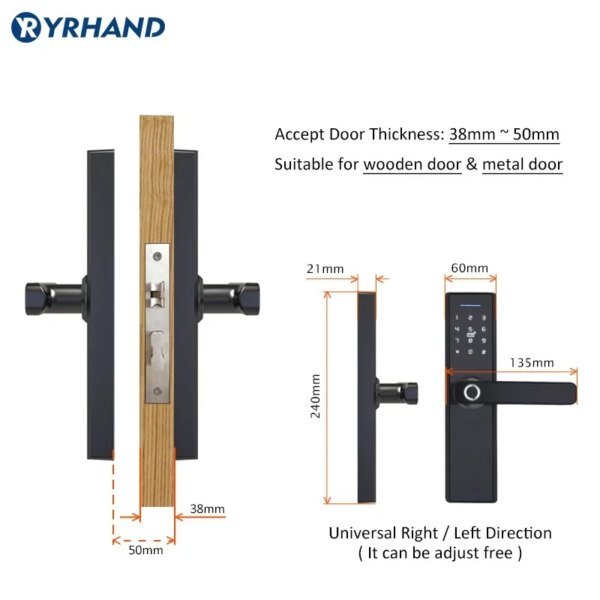 New! Tuya Biometric Fingerprint Lock, Security Intelligent Smart Lock With WiFi APP Password RFID Unlock,Door Lock Electronic - Image 6