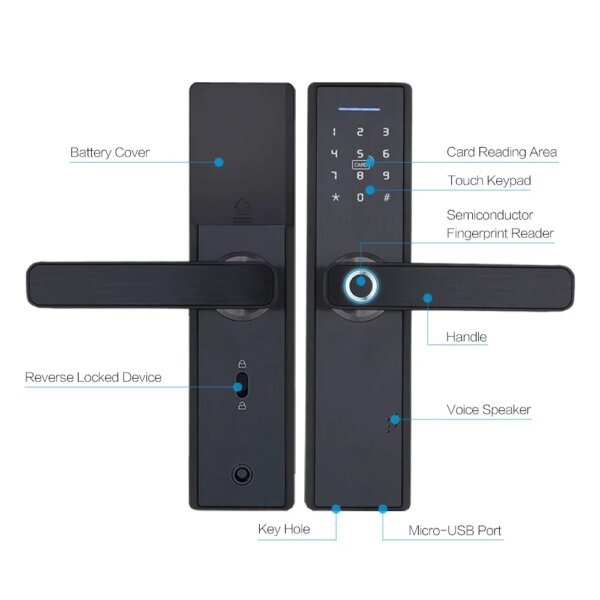 New! Tuya Biometric Fingerprint Lock, Security Intelligent Smart Lock With WiFi APP Password RFID Unlock,Door Lock Electronic - Image 3