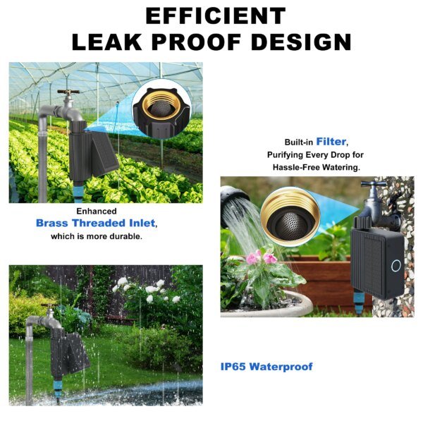 Temporizador de agua inteligente GIRIER con energía solar, WiFi, con entrada de latón, controlador de riego automático, no requiere concentrador. - Image 5