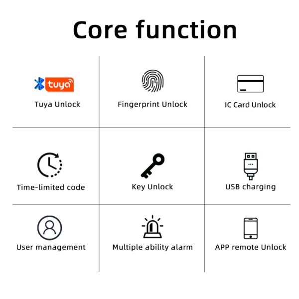 Cerradura electrónica digital con huella dactilar RAYKUBE Tuya BLE con contraseña, llave, tarjeta IC, Smartlife y desbloqueo por aplicación Tuya. - Image 3