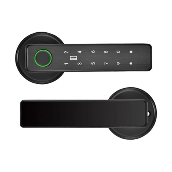 Cerradura inteligente con huella dactilar, contraseña, RFID, tarjeta IC, cerrojo de seguridad para puerta de madera y metal, con aplicación Tuya SmartLife y control remoto por WiFi - Image 2