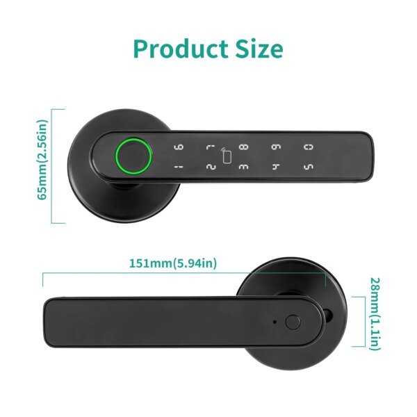 Cerradura de puerta Tuya 5 en 1, productos para el hogar inteligente, cerraduras con huella dactilar, control remoto, desbloqueo por aplicación, compatible con contraseña, tarjeta IC, desbloqueo de llave - Image 5