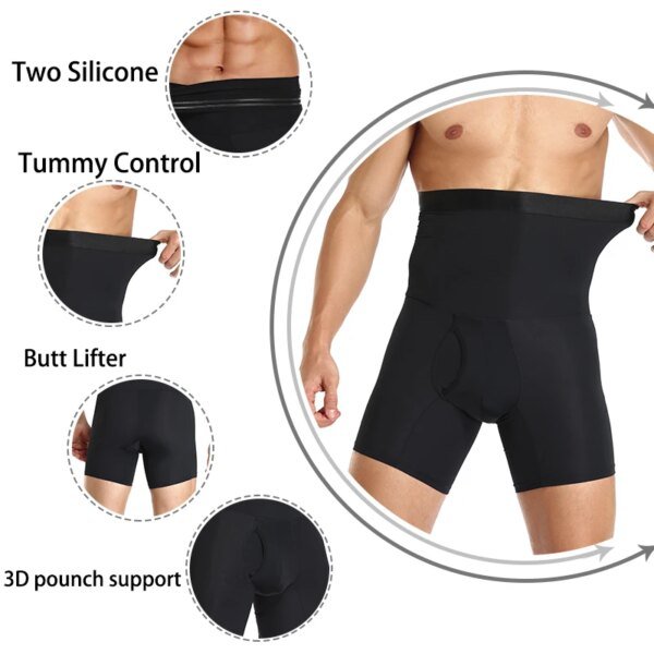 Pantalones cortos de control de abdomen para hombre, moldeador de cuerpo, entrenador de cintura alta de compresión, ropa interior moldeadora de abdomen, bóxer, fajas - Image 5