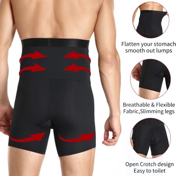 Pantalones cortos de control de abdomen para hombre, moldeador de cuerpo, entrenador de cintura alta de compresión, ropa interior moldeadora de abdomen, bóxer, fajas - Image 3