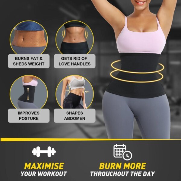 Cinturón adelgazante para cintura de sauna, faja moldeadora de abdomen para gimnasio, control de abdomen, quema grasa y sudor, moldeador corporal para pérdida de peso. - Image 5