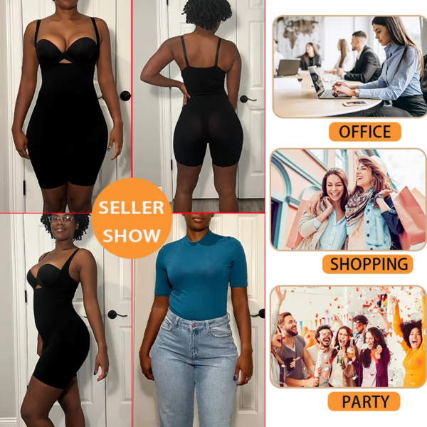 Body moldeador para mujer, moldeador de cuerpo completo bajo el busto, adelgazante, control de abdomen, entrenador de cintura, corsé con entrepierna abierta, fajas - Image 2