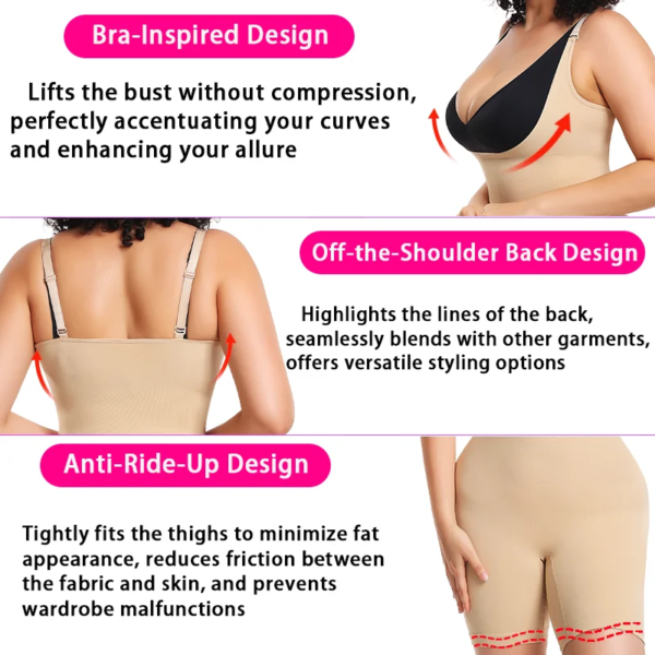 Body moldeador para mujer, moldeador de cuerpo completo bajo el busto, adelgazante, control de abdomen, entrenador de cintura, corsé con entrepierna abierta, fajas - Image 4