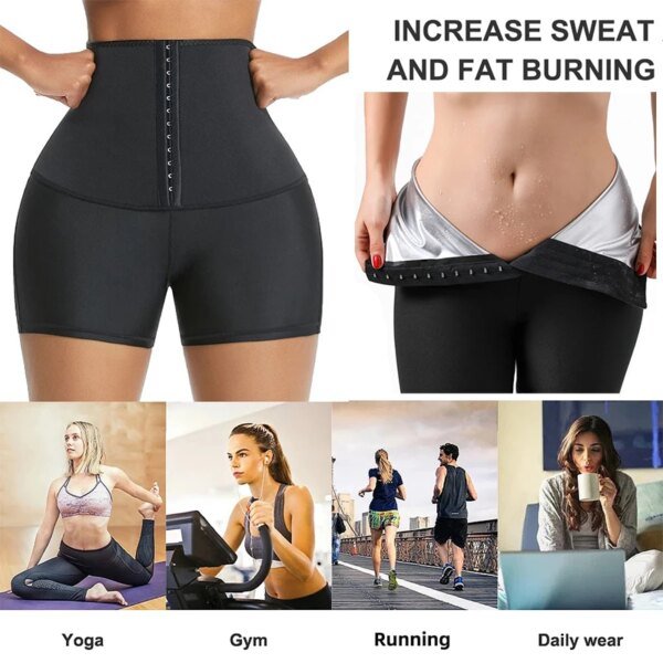 Pantalones de sauna para el sudor, moldeadores de cuerpo, pantalones cortos para perder peso, ropa moldeadora adelgazante, entrenador de cintura para mujer, leggings térmicos calientes para el abdomen y el sudor, fitness - Image 3