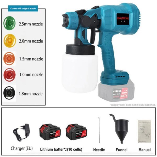 Pistola pulverizadora eléctrica inalámbrica de 800 ml, para pintar muebles de coche, revestimiento de acero, aerógrafo, compatible con batería de 21 V. - Image 6
