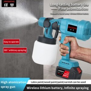 Pistola pulverizadora eléctrica inalámbrica de 800 ml, para pintar muebles de coche, revestimiento de acero, aerógrafo, compatible con batería de 21 V.
