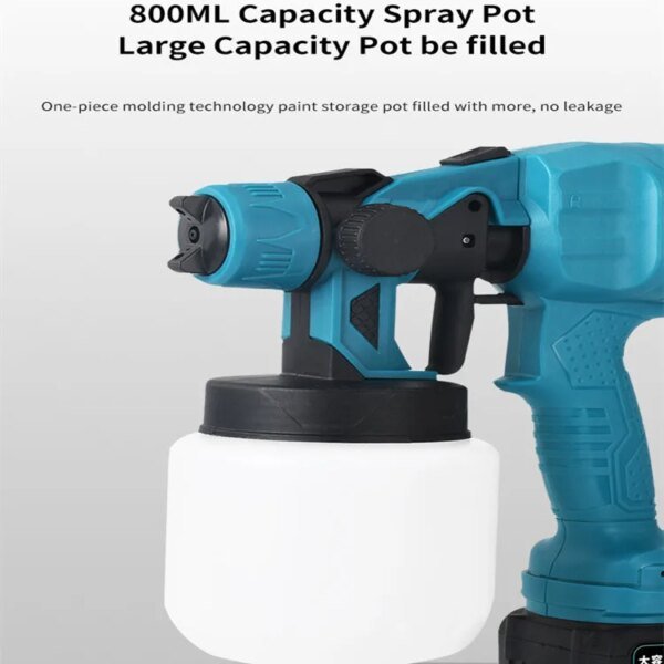 Pistola pulverizadora eléctrica inalámbrica de 800 ml, para pintar muebles de coche, revestimiento de acero, aerógrafo, compatible con batería de 21 V. - Image 5