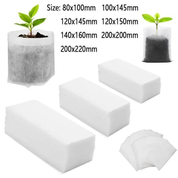 Bolsas de cultivo biodegradables de 25 a 100 cps para plantas, bolsas de vivero de tela no tejida, semillas para sembrar macetas, accesorios para el jardín del hogar y herramientas. - Image 3