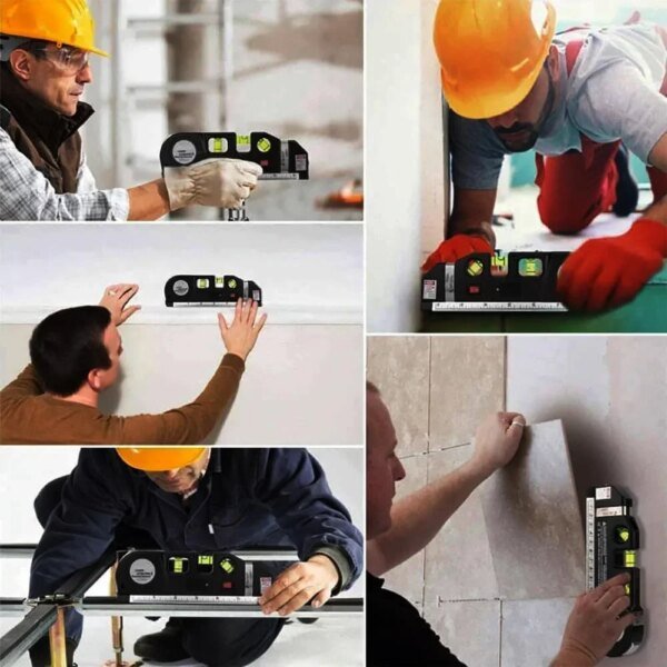 Easy to Use Laser Level Line Tool Multipurpose Laser Level Kit Standard Cross Line Lase 8 Feet Measure Tape Ruler - Image 4