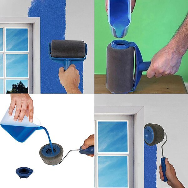 Kit de rodillos de pintura, brochas de espuma para interiores, brochas triangulares para herramientas de ferretería doméstica. - Image 6