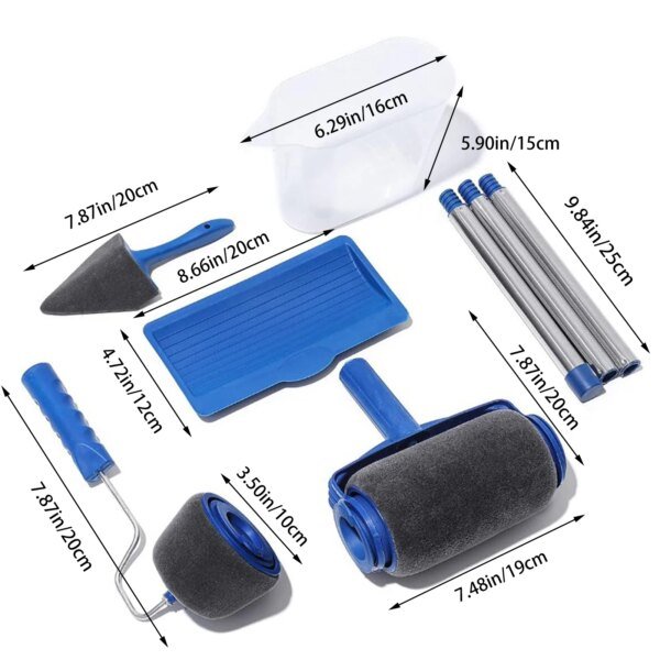 Kit de rodillos de pintura, brochas de espuma para interiores, brochas triangulares para herramientas de ferretería doméstica. - Image 5
