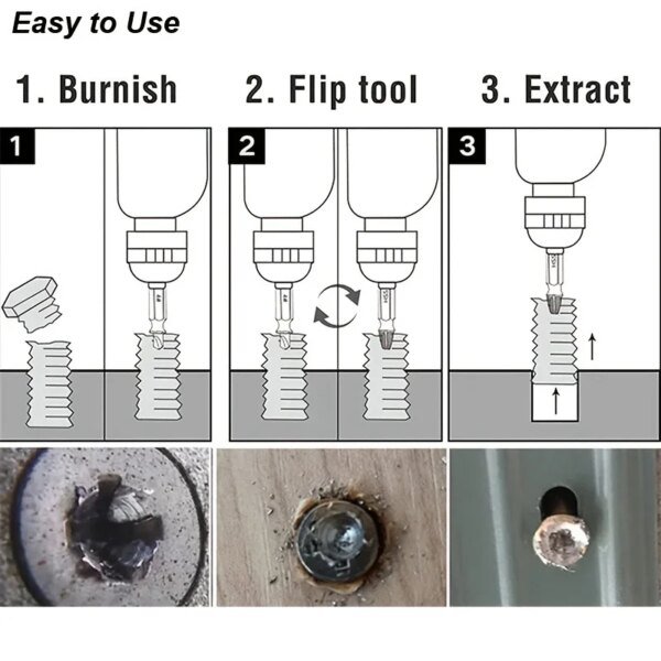 Juego de extractores de tornillos dañados, brocas HSS, extractor de tornillos rotos, pequeño, fácil de extraer, herramientas eléctricas de demolición fáciles - Image 5