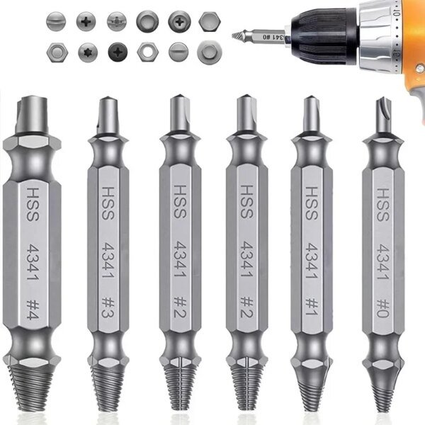 Juego de extractores de tornillos dañados, brocas HSS, extractor de tornillos rotos, pequeño, fácil de extraer, herramientas eléctricas de demolición fáciles - Image 4