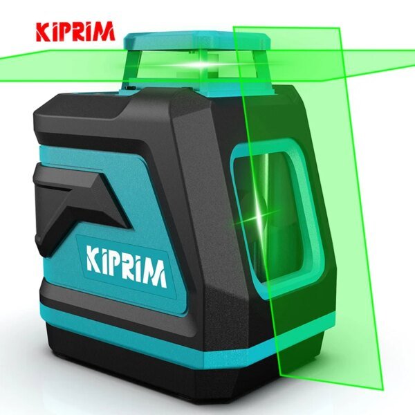 Nivel láser Kiprim de 2 líneas/5 líneas, nivelación automática de 360 ​​grados, equipo de herramientas de construcción, luz verde, láser cruzado profesional