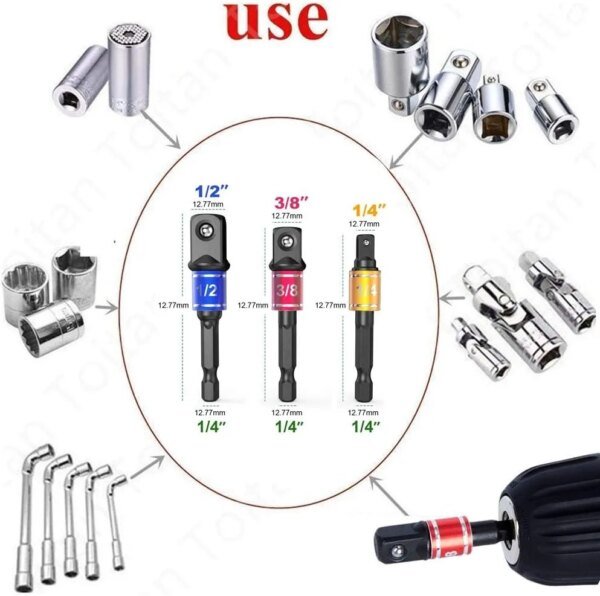 Adaptador de enchufe de ángulo de 105 grados de grado de impacto, herramienta manual eléctrica, juego de extensión de destornillador, soporte para destornillador, accesorio para tuerca de taladro - Image 5
