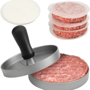 Prensa para hamburguesas antiadherente con papel encerado, de aluminio, para barbacoa y cocina