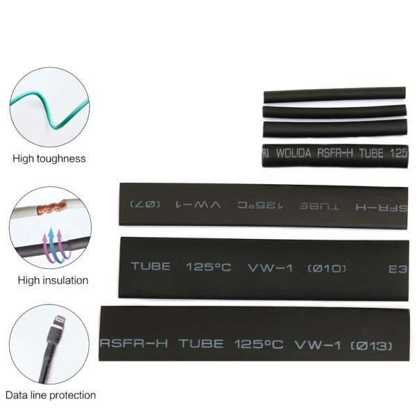 Kit surtido de 127 tubos termorretráctiles para conexión eléctrica, envoltura de cables, impermeable, contracción 2:1 - Image 4