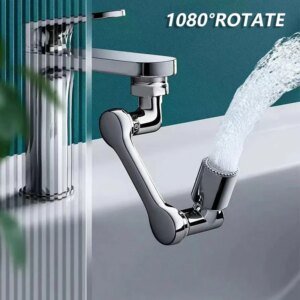 Cabezal rociador de grifo extensible giratorio de 1080° con 2 modos de pulverización, adaptador extensible universal para grifo de baño y aireador.