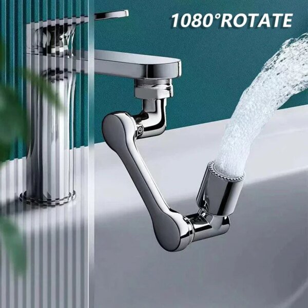 Cabezal rociador de grifo extensible giratorio de 1080° con 2 modos de pulverización, adaptador extensible universal para grifo de baño y aireador.