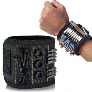 Pulsera magnética para sujetar tornillos, clavos y brocas. Portaherramientas de muñeca con imanes potentes. Gadgets geniales para hombres y mujeres.