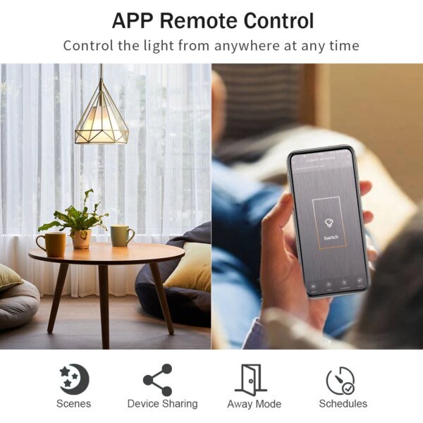 Interruptor de luz inteligente Tuya WiFi de EE. UU. Interruptor táctil de pared Cable neutro/No requiere cable neutro Tipo 120 Funciona con Alexa, Google Home - Image 2