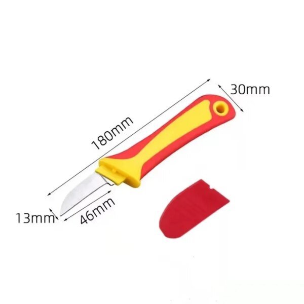 Cuchillo pelador, cuchillo de electricista, tijeras pelacables aisladas, gancho curvo recto, hoja fija, pelacables, herramienta manual peladora - Image 6