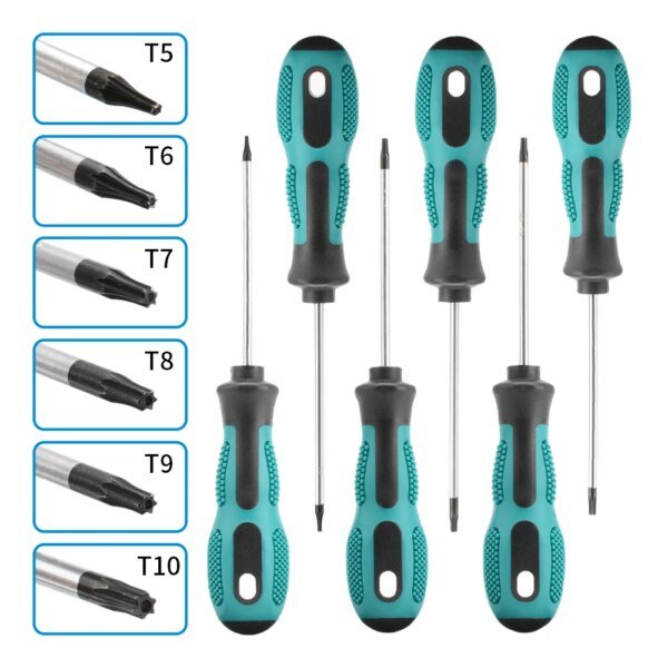 Juego de destornilladores Torx magnéticos de precisión T5 T6 T7 T8 T9 T10 T15 T20 T25 T27 T30 Kit de herramientas manuales de reparación de controladores de seguridad Torx - Image 2