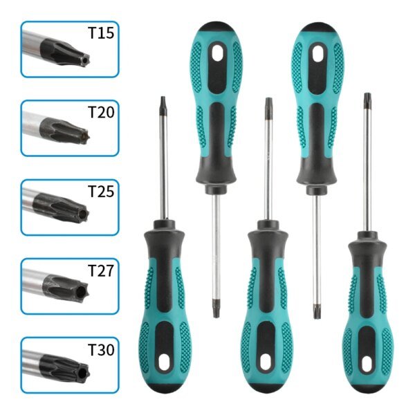 Juego de destornilladores Torx magnéticos de precisión T5 T6 T7 T8 T9 T10 T15 T20 T25 T27 T30 Kit de herramientas manuales de reparación de controladores de seguridad Torx - Image 3