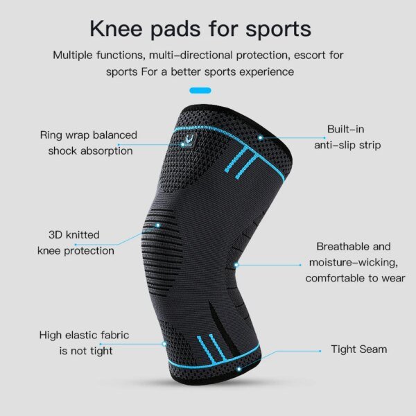 1 rodillera de compresión elástica y transpirable para gimnasio, baloncesto, voleibol y correr. - Image 2