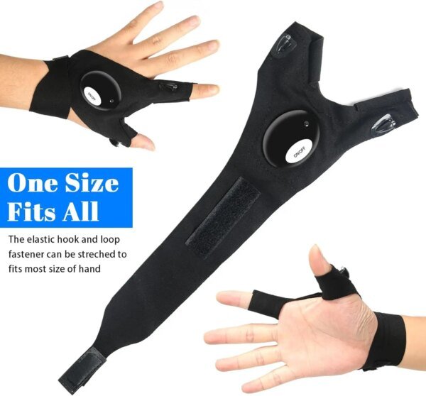 Guante de medio dedo LED para hombre y mujer, impermeable, para exteriores, pesca nocturna, ciclismo, correr, linterna, guantes duraderos sin dedos. - Image 5